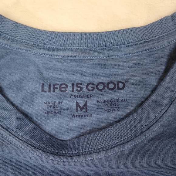 Life is Good Womens Crusher Long Sleeve Christmas Tree Graphic Tee Blue Medium - Picture 6 of 9